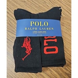 Polo Ralph Lauren Classic Sport Socks Men's 6 Pairs Shoe Size 6-12.5 Cushioned